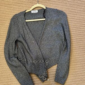 & Other Stories Gray Cardigan Sweater with Wrap Design